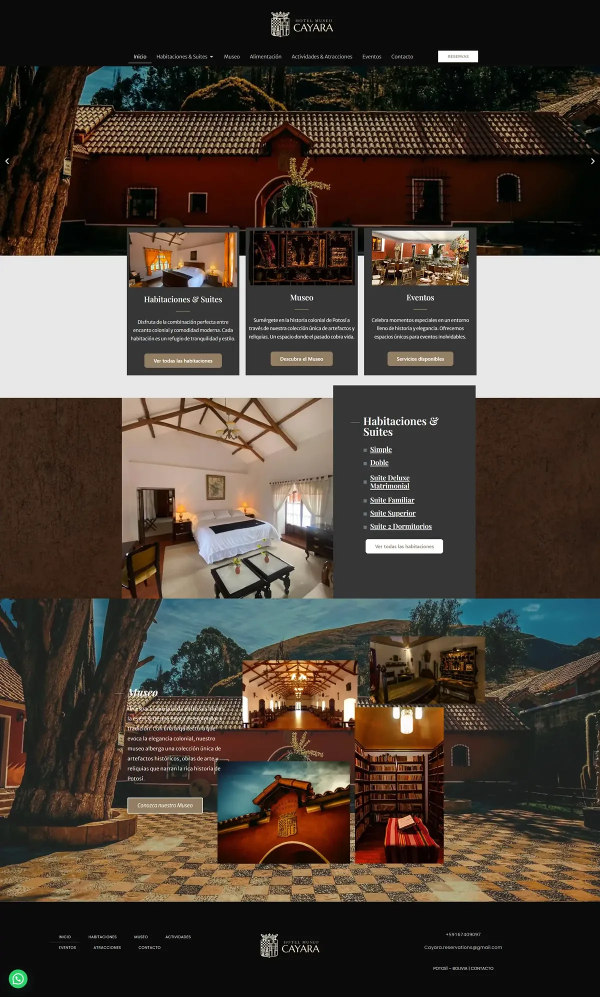 Hotel Museo Cayara interface detail, view 1, by Cristian Leyton