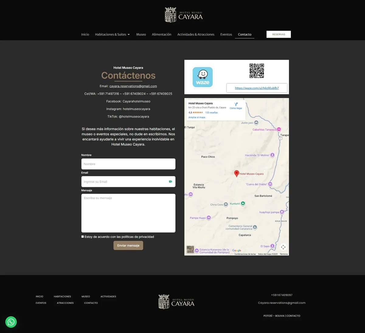 Hotel Museo Cayara interface detail, view 2, by Cristian Leyton