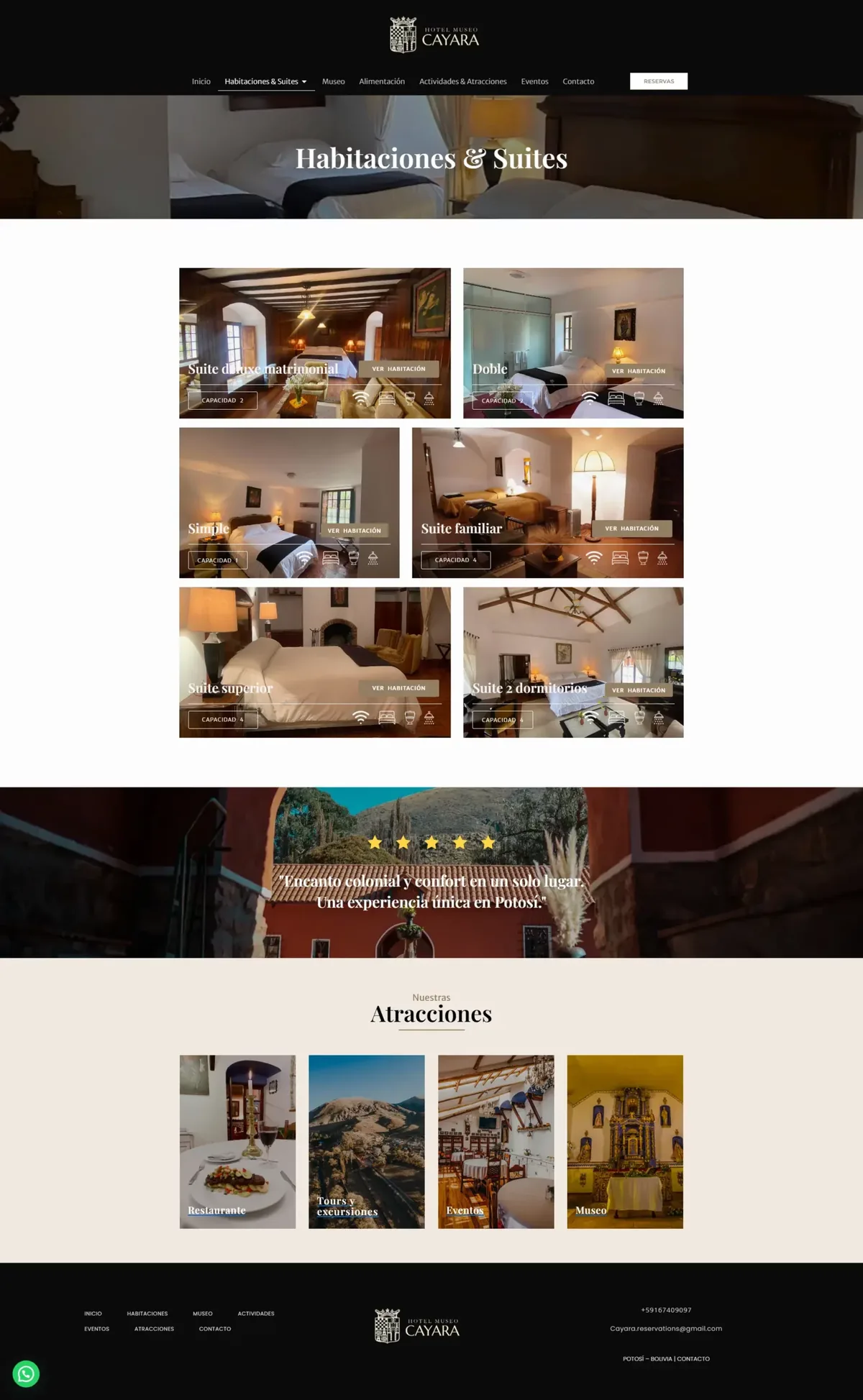 Hotel Museo Cayara interface detail, view 4, by Cristian Leyton