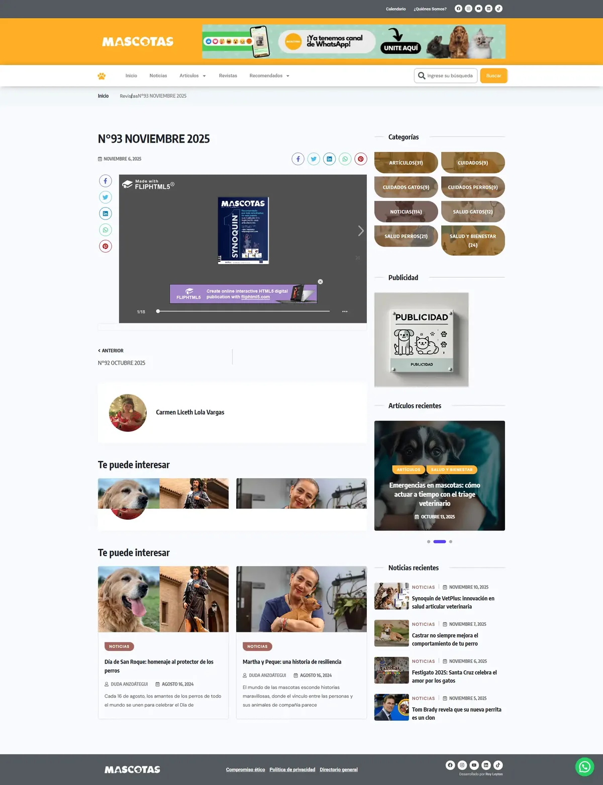 Mascotas Magazine interface detail, view 4, by Cristian Leyton