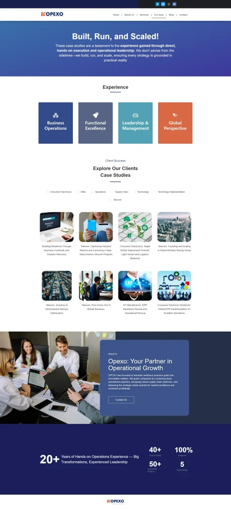 Opexo — Opexo about our work Opexo — Opexo about our work, client project by Cristian Leyton
