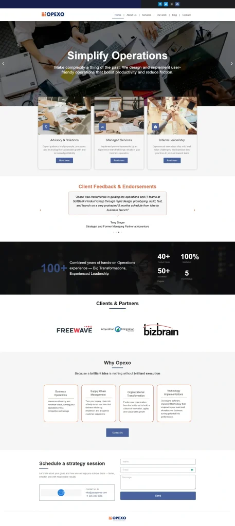 Opexo — home, client project by Cristian Leyton