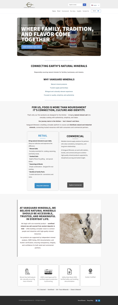 Vanguard Minerals — home, client project by Cristian Leyton