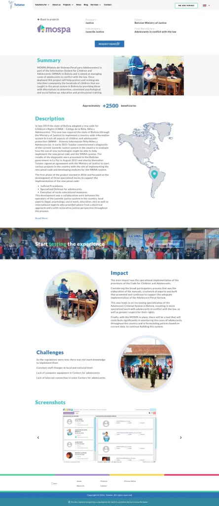 Tutator Development Corporation — portfolio view 4 Tutator Development Corporation website interface and digital experience