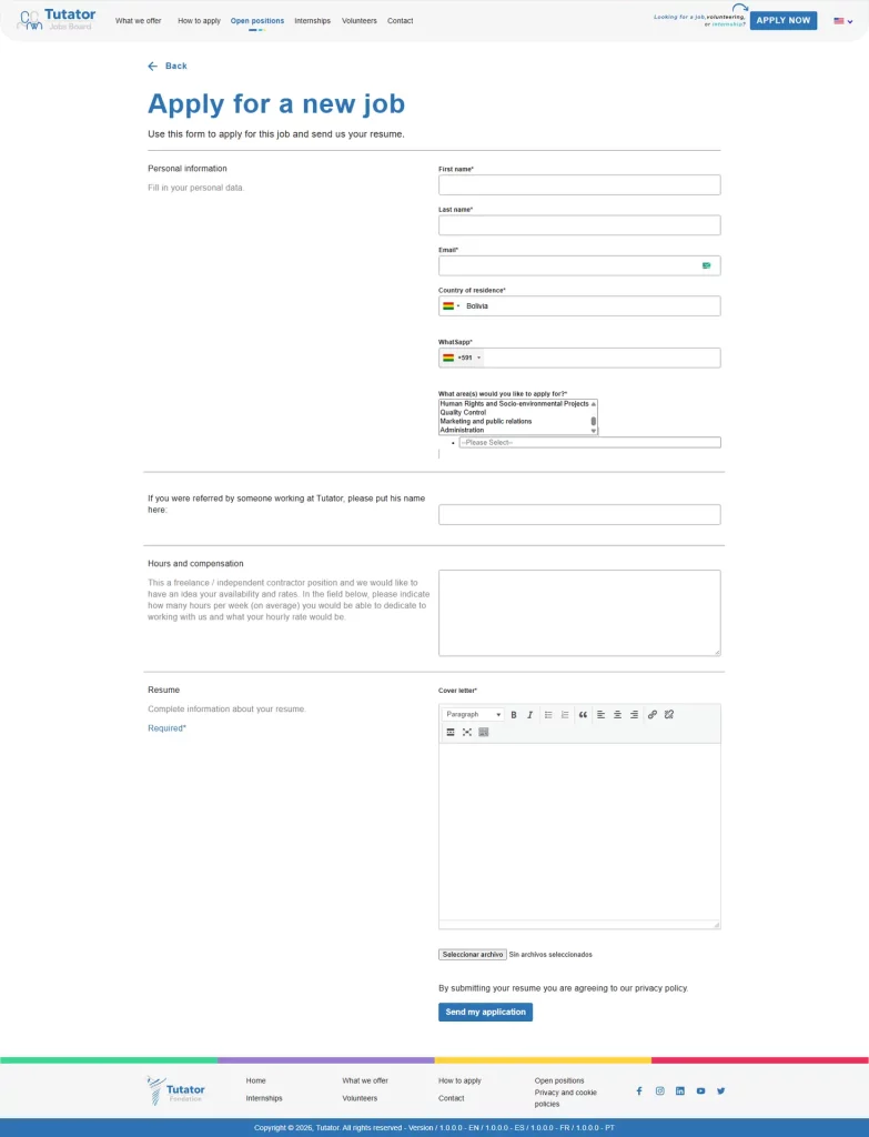 Tutator Jobs website interface and digital experience