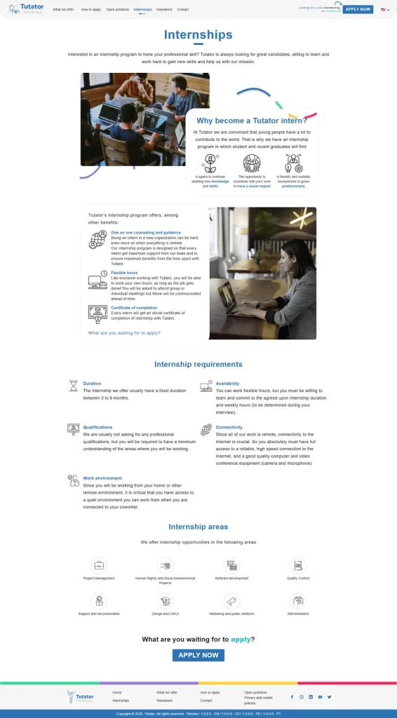 Tutator Jobs website interface and digital experience